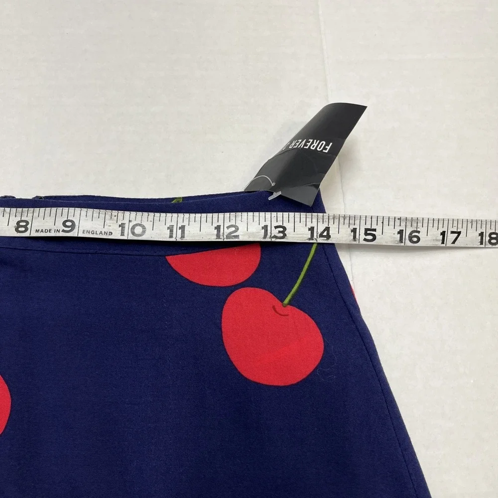 Forever 21 Y2K Skirt Womens M Cherry Print Maxi‎ High Slit Retro Festival Rave